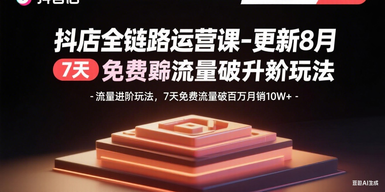 抖店全链路运营课-更新8月：流量进阶玩法，7天免费流量破百万月销10W+ - 奉壹网创-奉壹网创