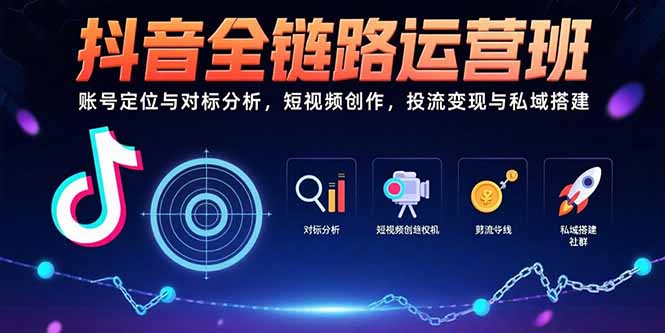 抖音全链路运营班：账号定位与对标分析，短视频创作，投流变现与私域搭建 - 奉壹网创-奉壹网创
