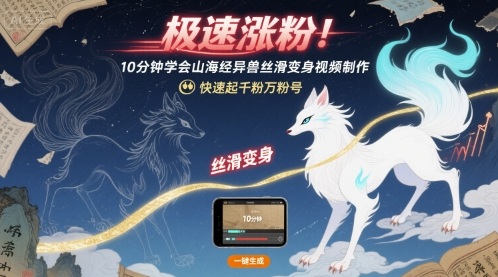 极速涨粉！10分钟学会山海经异兽丝滑变身视频制作，快速起千粉万粉号 - 奉壹网创-奉壹网创