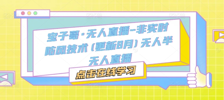 宝子哥·无人直播-非实时防风技术(更新25年6月)无人半无人直播 - 奉壹网创-奉壹网创