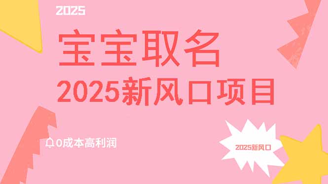 2025新风口项目宝宝取名，0成本高利润，附保姆级教程，月入过万不是梦 - 奉壹网创-奉壹网创