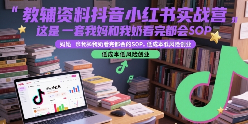 教辅资料抖音小红书实战营，这是一套我妈和我奶看完都会的SOP，低成本低风险创业(更新) - 奉壹网创-奉壹网创