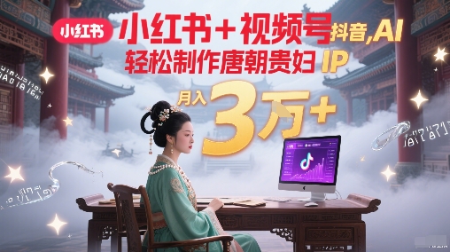 小红书+视频号+抖音，AI轻松制作唐朝贵妇IP，每天30分钟，轻松产出N条，月入3W+ - 奉壹网创-奉壹网创