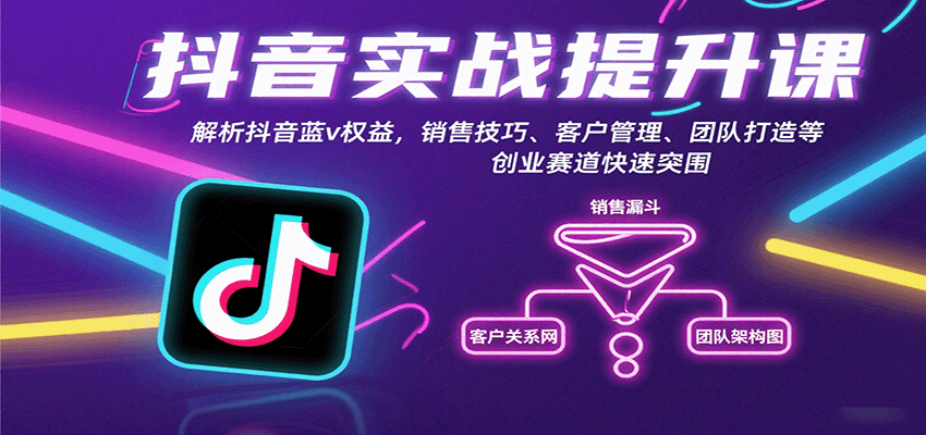 抖音实战提升课：解析抖音蓝v权益，销售技巧、客户管理、团队打造等创业赛道快速突围 - 奉壹网创-奉壹网创