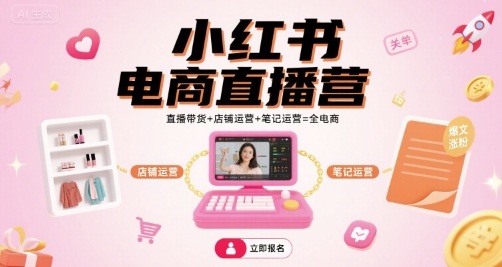 小红书电商直播营，直播带货+店铺运营+笔记运营=全电商 - 奉壹网创-奉壹网创