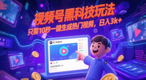 视频号黑科技玩法，只需10秒一键生成热门视频，日入3k+【揭秘】 - 奉壹网创-奉壹网创