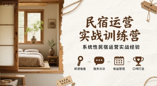 民宿运营实战训练营，系统性民宿运营实战经验 - 奉壹网创-奉壹网创