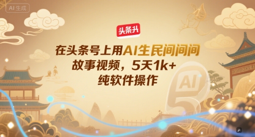 在头条号上用AI生民间故事视频，5天1k+，纯软件操作 - 奉壹网创-奉壹网创
