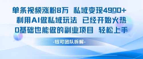 单条视频私域变现4.9k+利用AI做私域玩法 已经开始火热0基础也能做的副业项目轻松上手 - 奉壹网创-奉壹网创