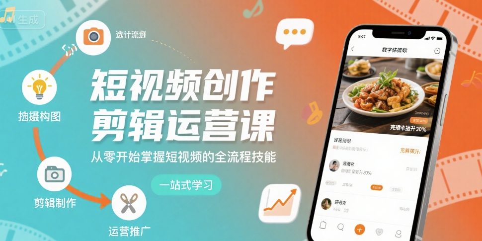 短视频创作剪辑运营课，从零开始掌握短视频的全流程技能 - 奉壹网创-奉壹网创