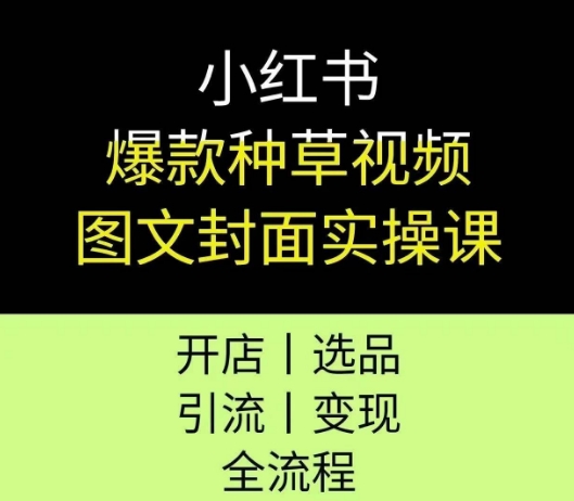 小红书爆款种草视频图文封面实操课，开店、选品、引流、变现全流程 - 奉壹网创-奉壹网创