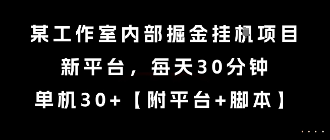 某工作室内部掘金挂G项目，新平台，每天30分钟，单机30+【揭秘】 - 奉壹网创-奉壹网创