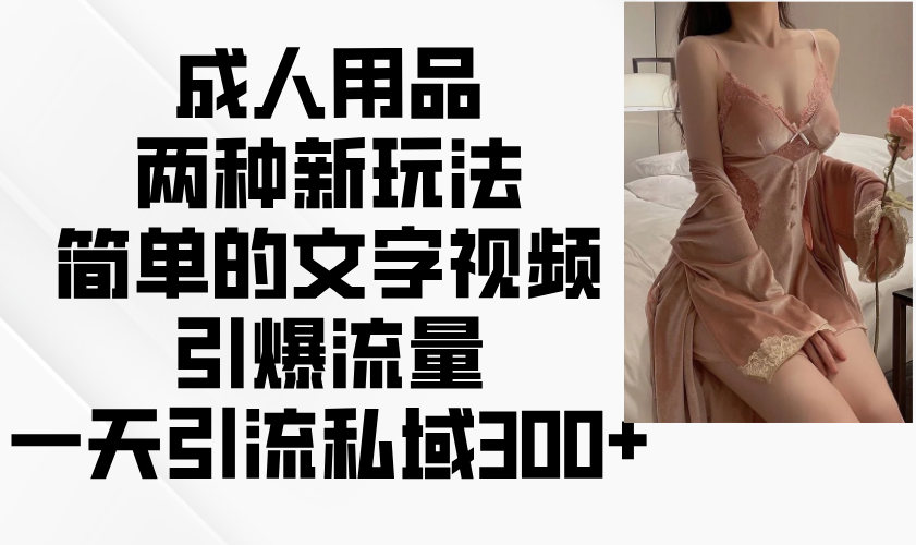 成人用品两种新玩法，简单的文字视频引爆流量，一天引流私域300+ - 奉壹网创-奉壹网创