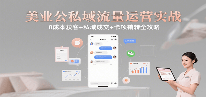 美业公私域流量运营实战：0成本获客+私域成交+卡项销转全攻略 - 奉壹网创-奉壹网创
