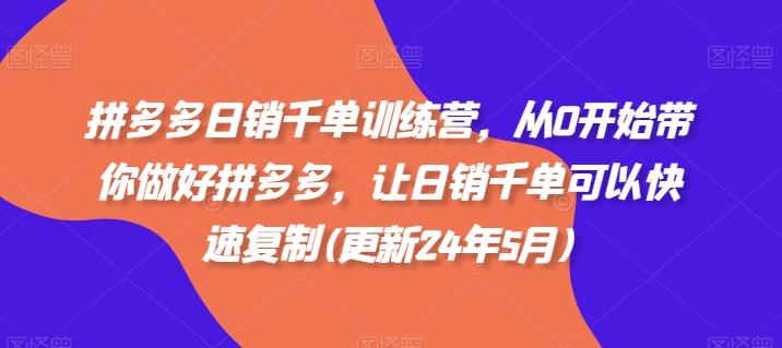 拼多多日销千单训练营，从0开始带你做好拼多多，让日销千单可以快速复制(更新25年8月) - 奉壹网创-奉壹网创