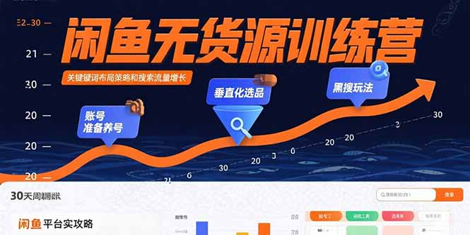 闲鱼无货源训练营：账号准备养号/垂直化选品/黑搜玩法，0基础30天盈利指南 - 奉壹网创-奉壹网创