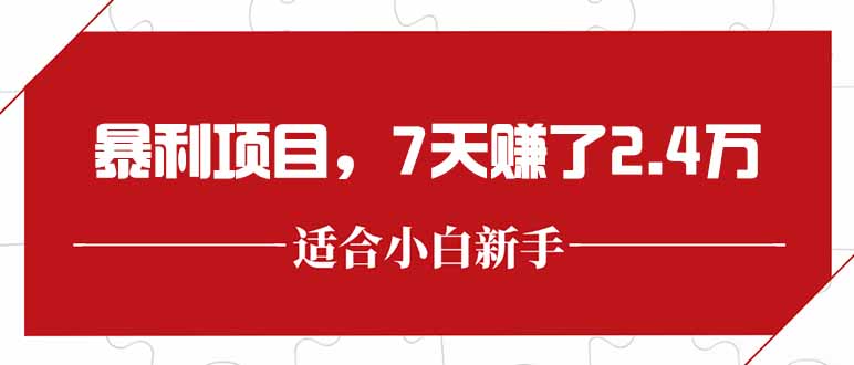最新暴利项目，每单收益轻松在300以上，7天赚了2.4万 - 奉壹网创-奉壹网创