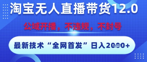 淘宝无人直播带货12.0，最新技术，不封号，不违规，操作简单，开播爆单，日入多张【揭秘】 - 奉壹网创-奉壹网创