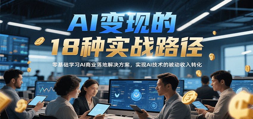 AI变现的18种实战路径，零基础学习AI商业落地解决方案，实现AI技术的被动收入转化 - 奉壹网创-奉壹网创