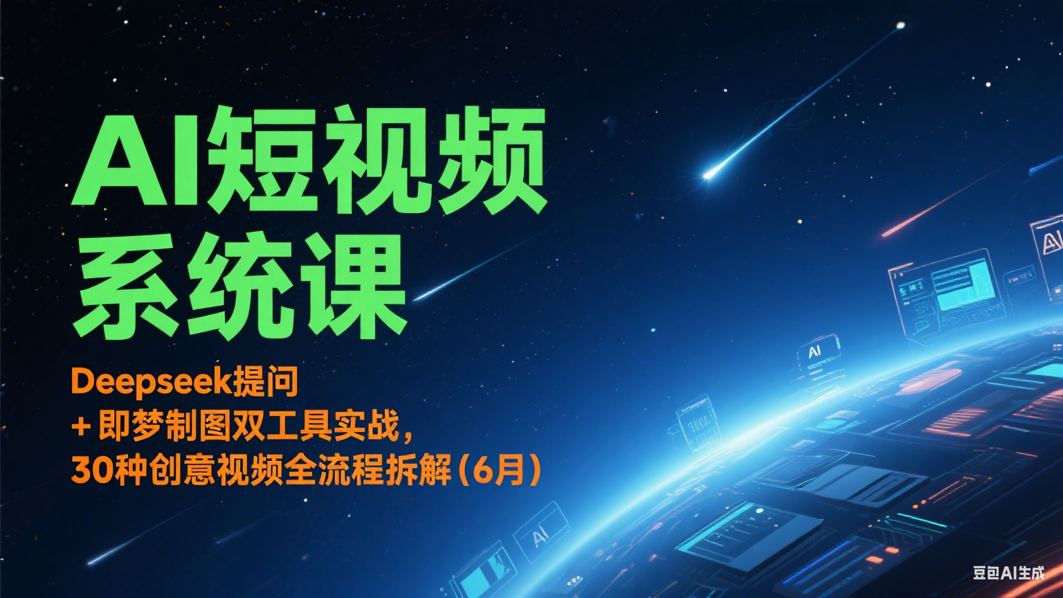 AI短视频系统课：Deepseek提问 + 即梦制图双工具实战，30种创意视频全流程拆解(6月) - 奉壹网创-奉壹网创