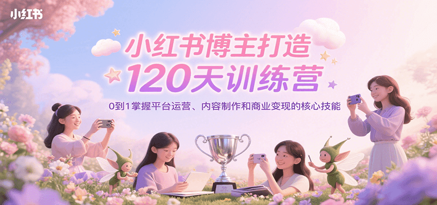 小红书博主打造120天训练营，0到1掌握平台运营、内容制作和商业变现 - 奉壹网创-奉壹网创
