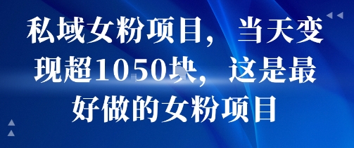 私域女粉项目，当天变现超1k，这是最好做的女粉项目，可放大操作 - 奉壹网创-奉壹网创