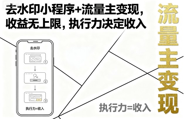 去水印小程序+流量主变现，收益无上限，执行力决定收入 - 奉壹网创-奉壹网创