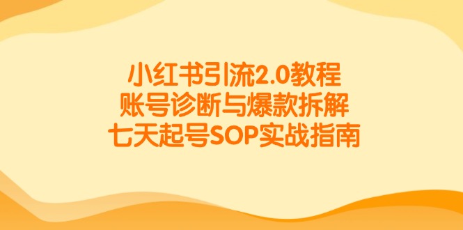 小红书引流2.0教程，账号诊断与爆款拆解，七天起号SOP实战指南 - 奉壹网创-奉壹网创