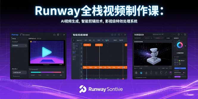 Runway全栈视频制作课：AI视频生成，智能剪辑技术，影视级特效处理系统 - 奉壹网创-奉壹网创