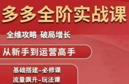 拼多多全阶实战课程，全维攻略，破局增长，从新手到运营高手 - 奉壹网创-奉壹网创