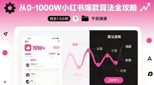 从0-1000W小红书爆款算法全攻略，时长1.5小时，干货满满 - 奉壹网创-奉壹网创