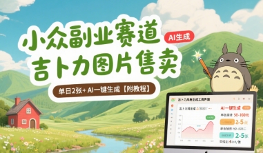 小众副业赛道 吉卜力图片售卖 单日2张+ AI一键生成【附教程】 - 奉壹网创-奉壹网创